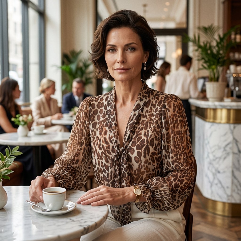 Zelinda Baldovini™ Flattering Leopard Print V-Neck Top