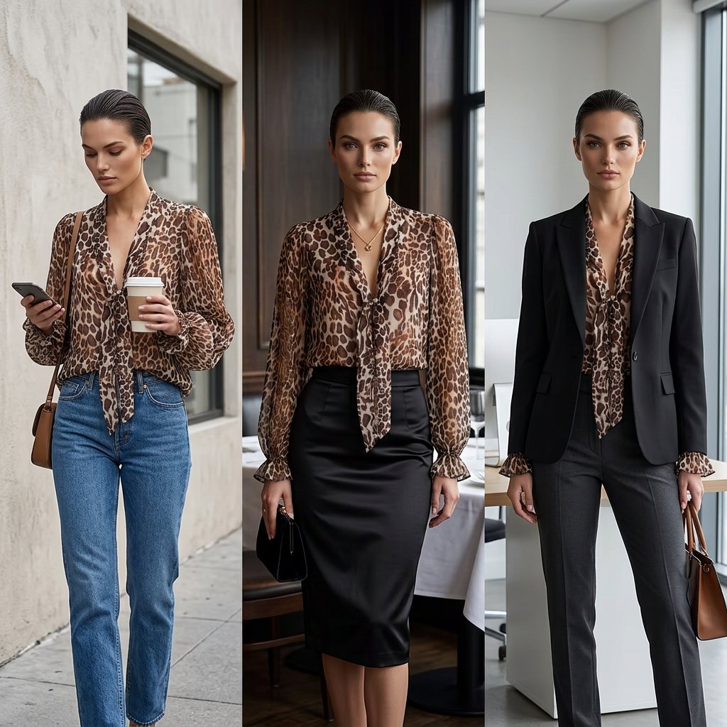 Zelinda Baldovini™ Flattering Leopard Print V-Neck Top