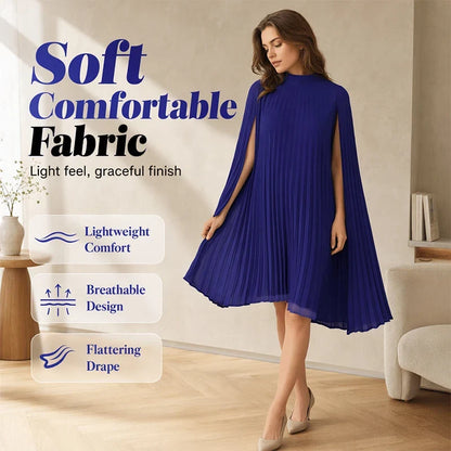 Zelinda Barchetti™ Elegant Pleated Cape Dress for Effortless Style