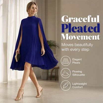 Zelinda Barchetti™ Elegant Pleated Cape Dress for Effortless Style