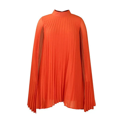 Zelinda Barchetti™ Elegant Pleated Cape Dress for Effortless Style