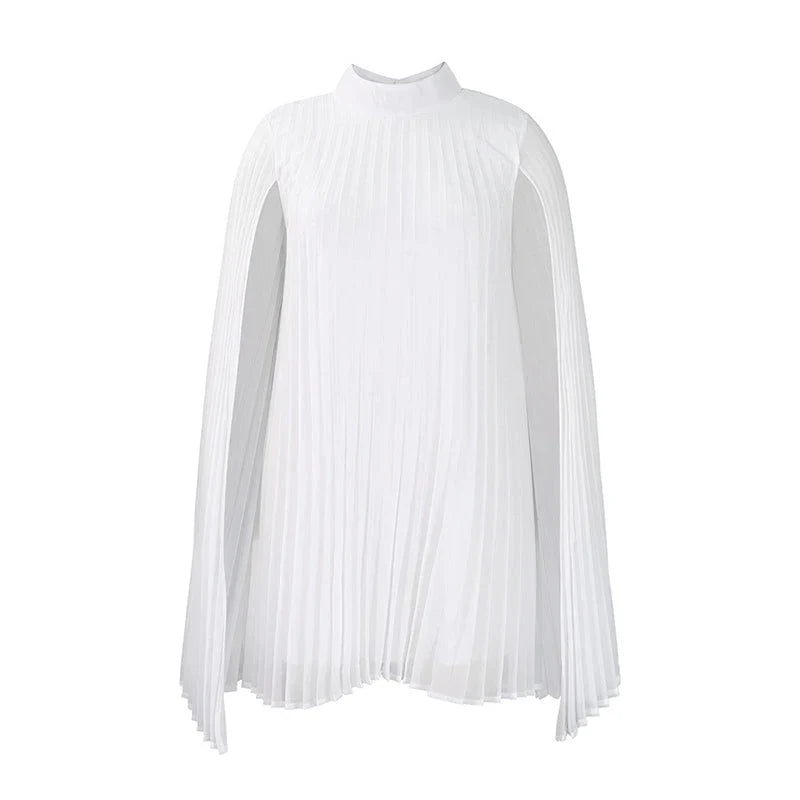 Zelinda Barchetti™ Elegant Pleated Cape Dress for Effortless Style