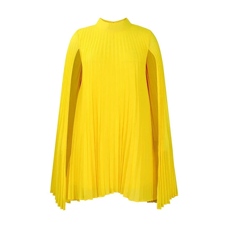 Zelinda Barchetti™ Elegant Pleated Cape Dress for Effortless Style
