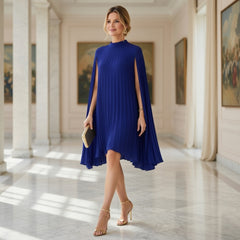 Zelinda Barchetti™ Elegant Pleated Cape Dress for Effortless Style