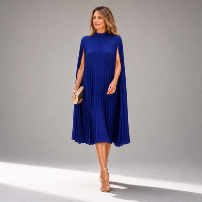 Zelinda Barchetti™ Elegant Pleated Cape Dress for Effortless Style