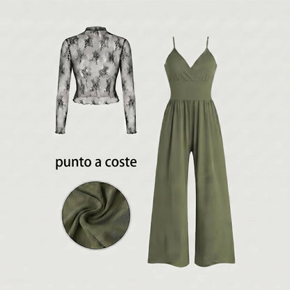 Zelinda Vergano™ Elegant Lace Top and Pocket Tracksuit
