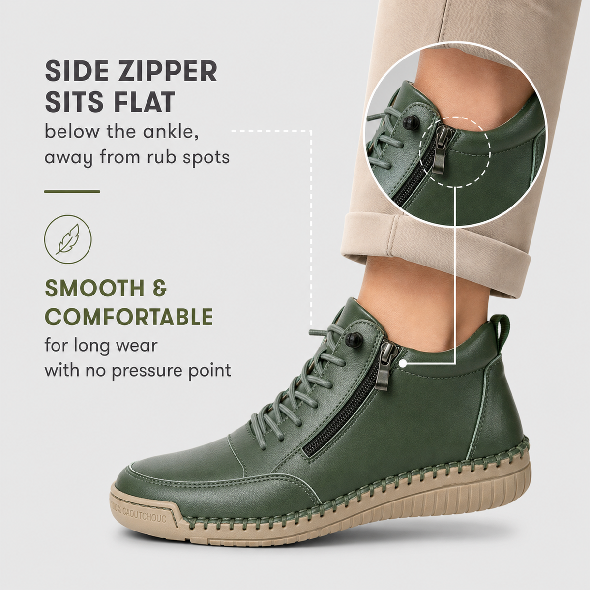 ZipStride™ Side Zip Comfort Sneakers for Easy On and Off