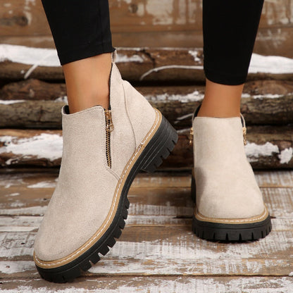 ZipStryde Sleek Zip Ankle Boots - woman wearing ankle boots in everyday outfit