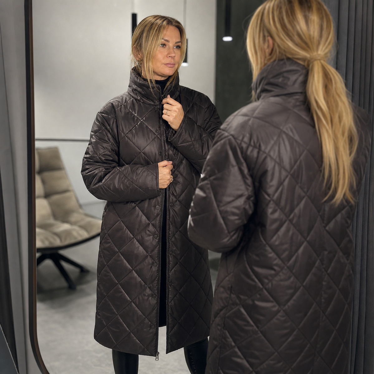 Zoe Tiraboschi™ Quilted Winter Coat with Leopard Lining