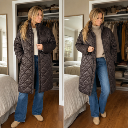 Zoe Tiraboschi™ Quilted Winter Coat with Leopard Lining