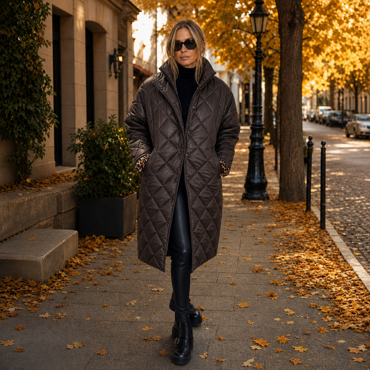 Zoe Tiraboschi™ Quilted Winter Coat with Leopard Lining