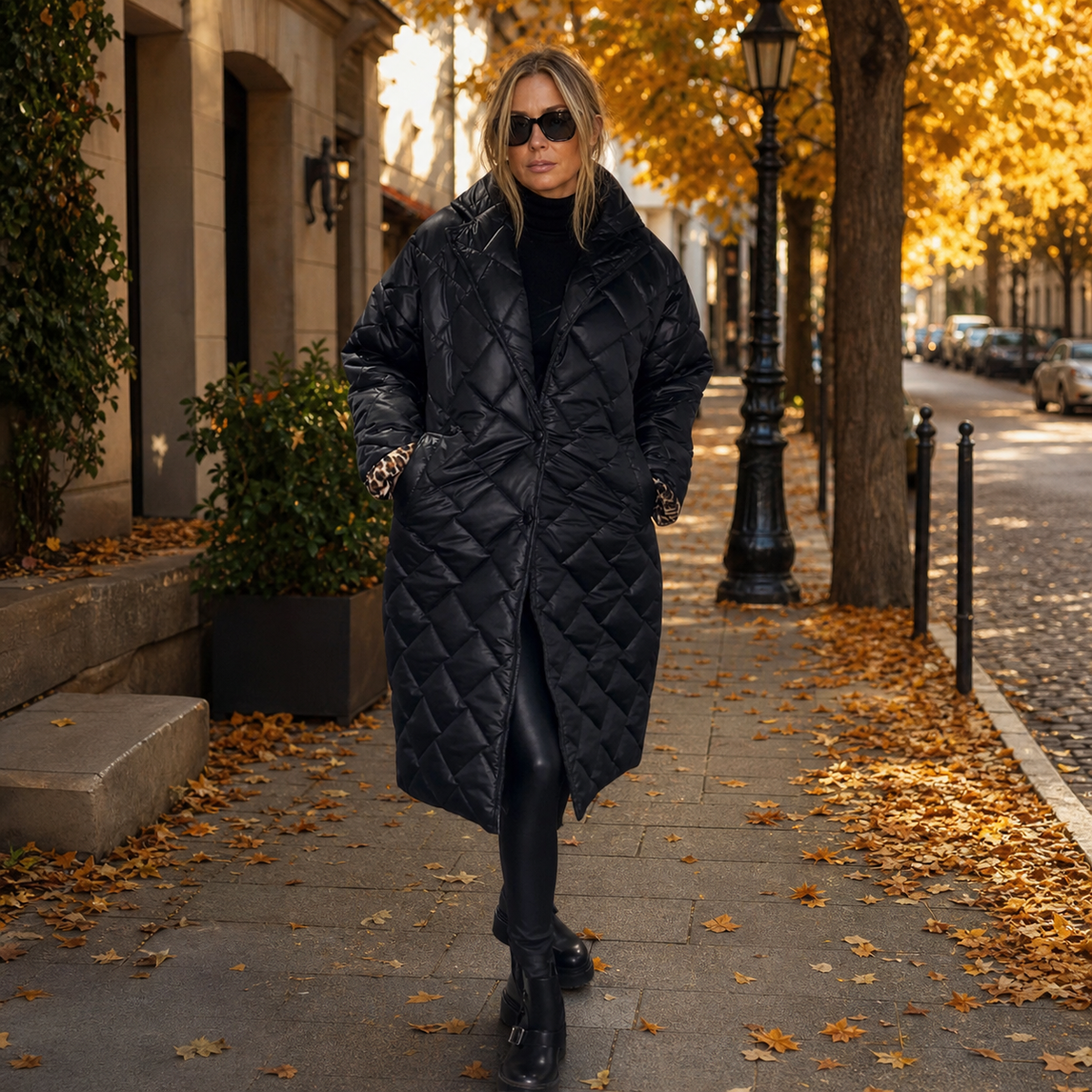 Zoe Tiraboschi™ Quilted Winter Coat with Leopard Lining